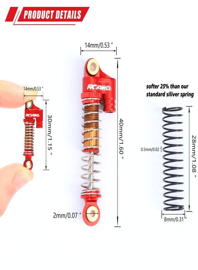 RCAWD for FMS FCX24 1/24 & 1/18 Shock Absorber Upgrades, Adjustable Front Rear RC Shocks Damper Parts for # C3002 Red - Image 3